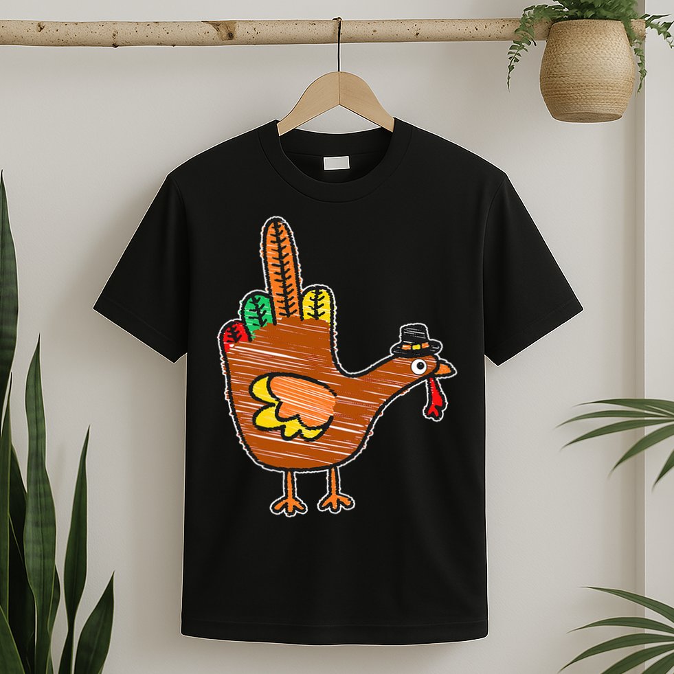 Thanksgiving Turkey Bird Middle Finger T-Shirt