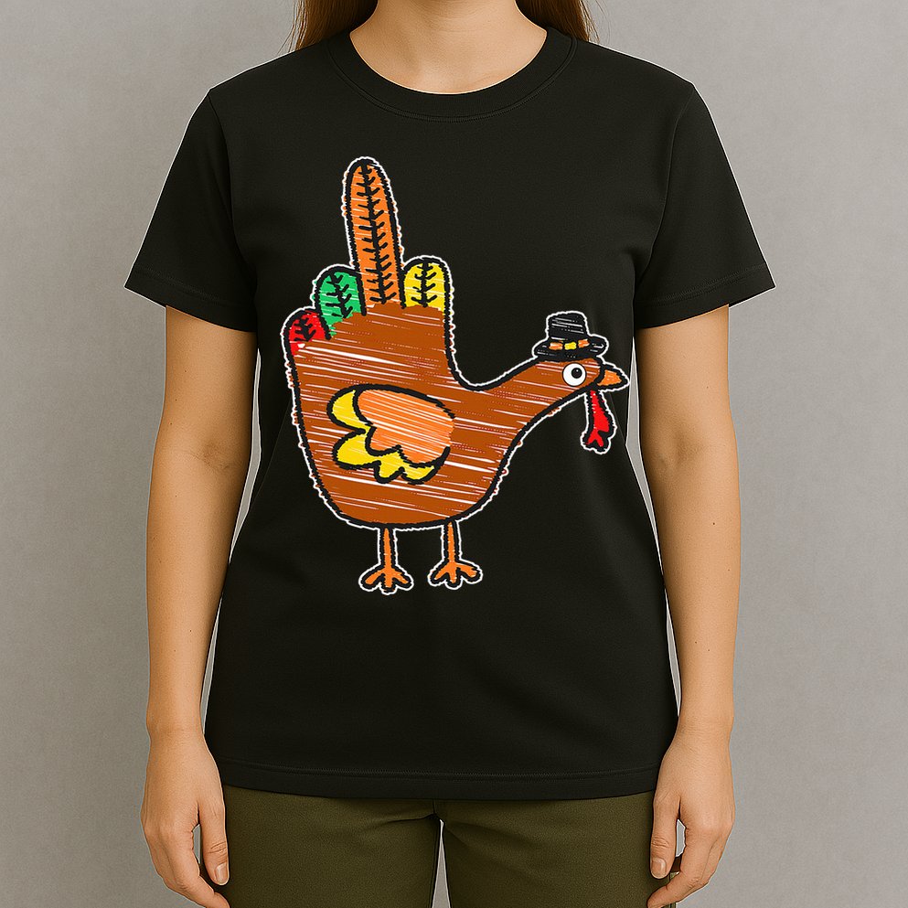 Thanksgiving Turkey Bird Middle Finger T-Shirt