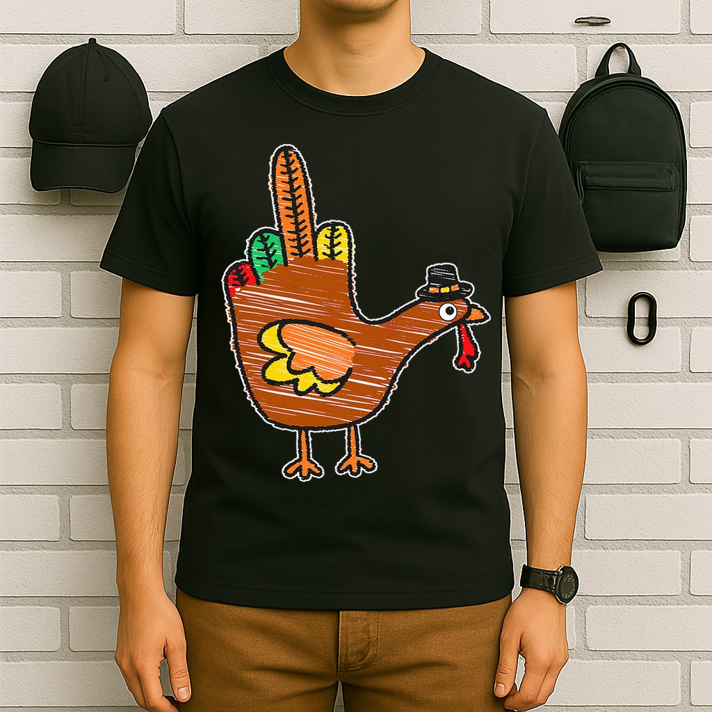 Thanksgiving Turkey Bird Middle Finger T-Shirt