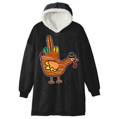 Thanksgiving Turkey Bird Middle Finger Hooded Wearable Blanket
