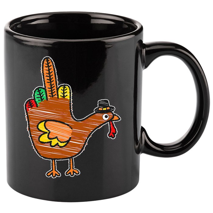 Thanksgiving Turkey Bird Middle Finger 11oz C Handle Ceramic Mug