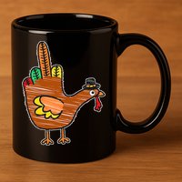 Thanksgiving Turkey Bird Middle Finger 11oz C Handle Ceramic Mug