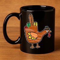 Thanksgiving Turkey Bird Middle Finger 11oz C Handle Ceramic Mug