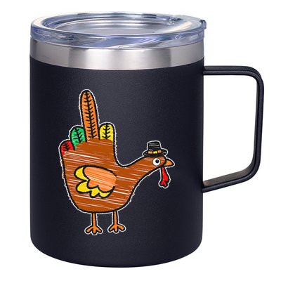 Thanksgiving Turkey Bird Middle Finger 12oz Stainless Steel Coffee Mug