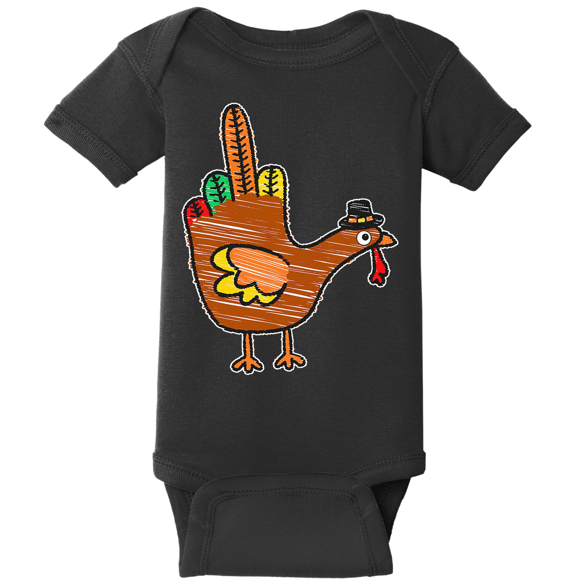 Thanksgiving Turkey Bird Middle Finger Baby Bodysuit
