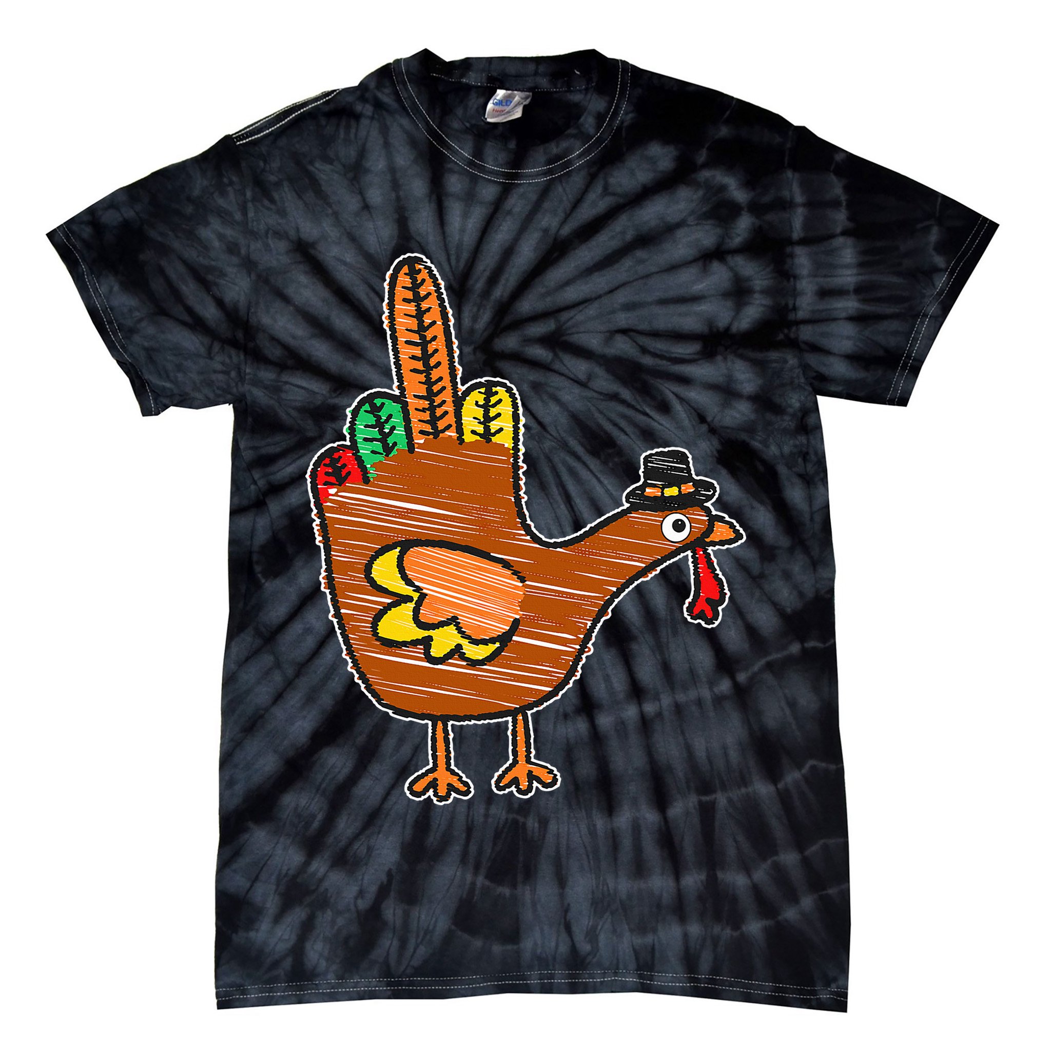 Thanksgiving Turkey Bird Middle Finger Tie-Dye T-Shirt