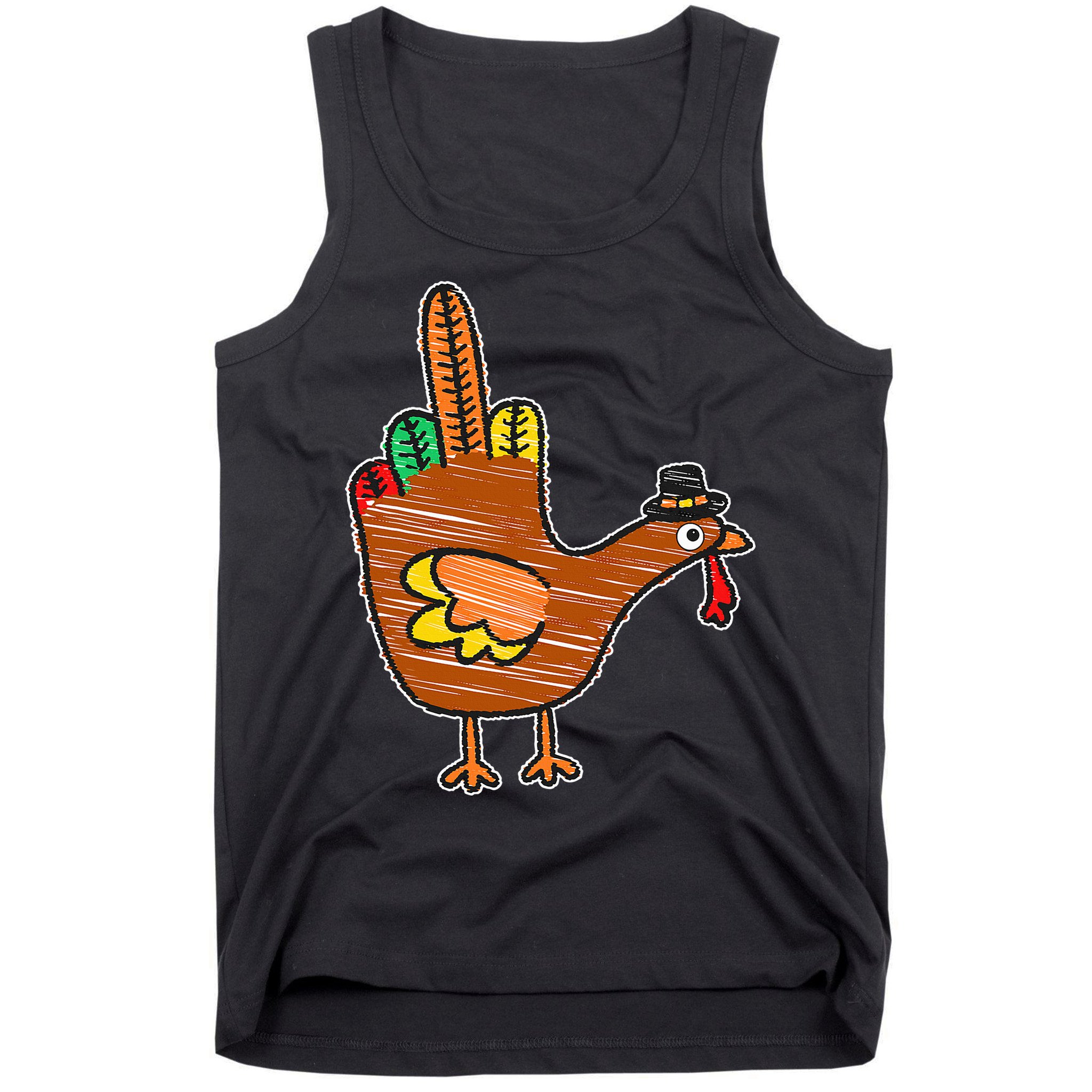 Thanksgiving Turkey Bird Middle Finger Tank Top