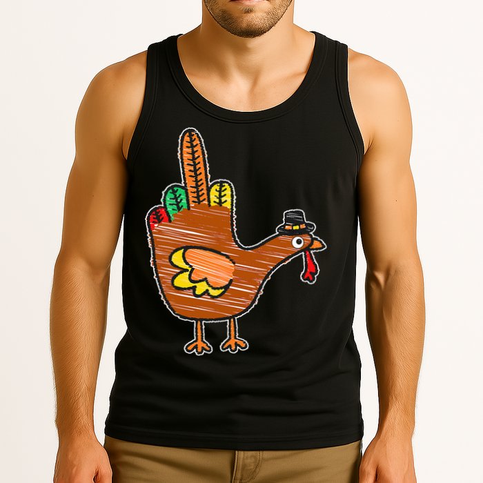 Thanksgiving Turkey Bird Middle Finger Tank Top