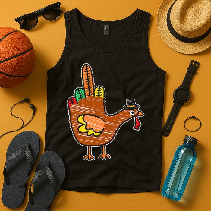 Thanksgiving Turkey Bird Middle Finger Tank Top
