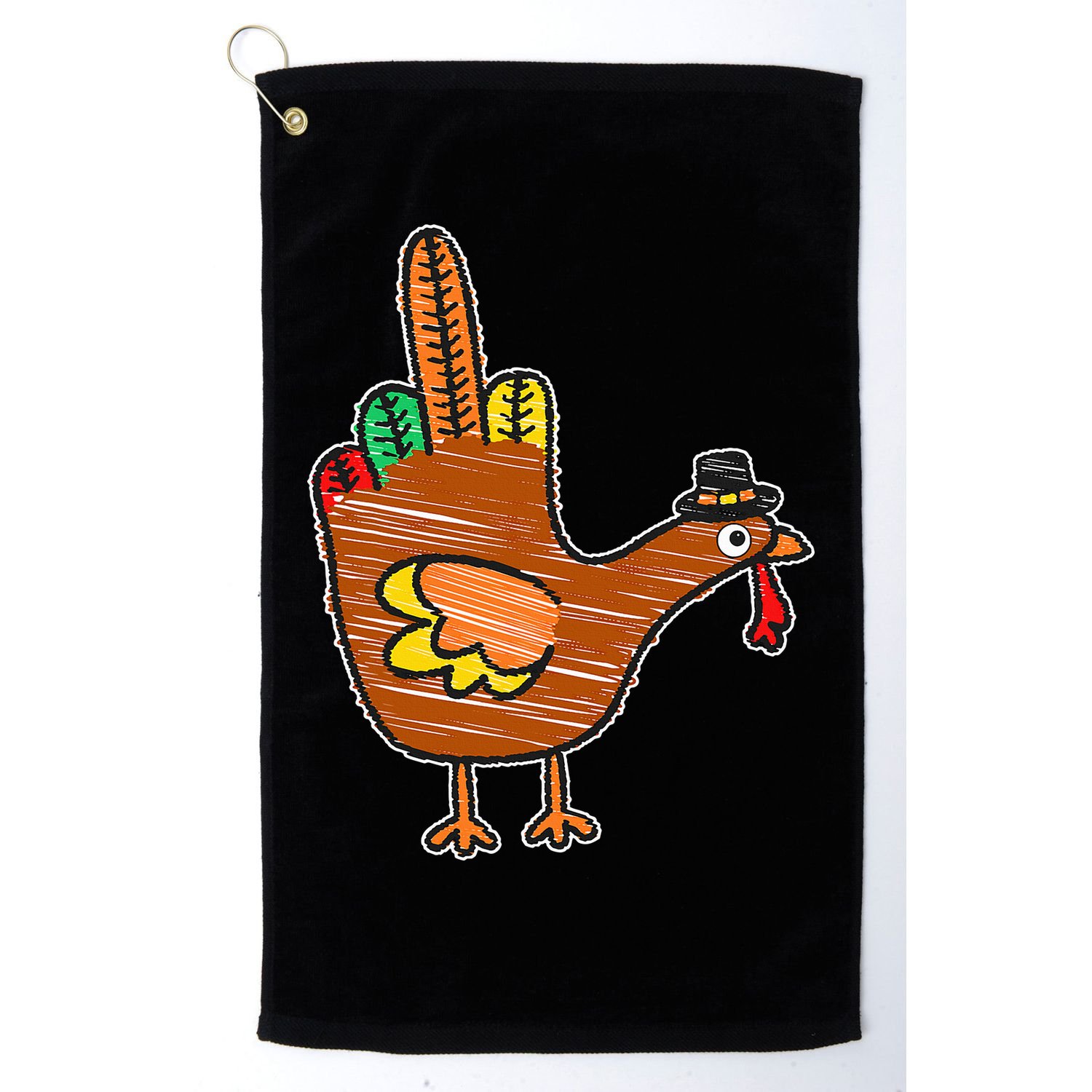 Thanksgiving Turkey Bird Middle Finger Golf Towel