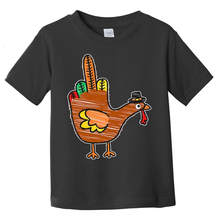 Thanksgiving Turkey Bird Middle Finger Toddler T-Shirt