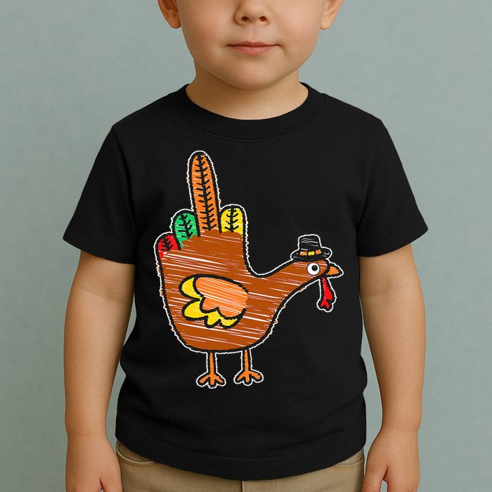 Thanksgiving Turkey Bird Middle Finger Toddler T-Shirt