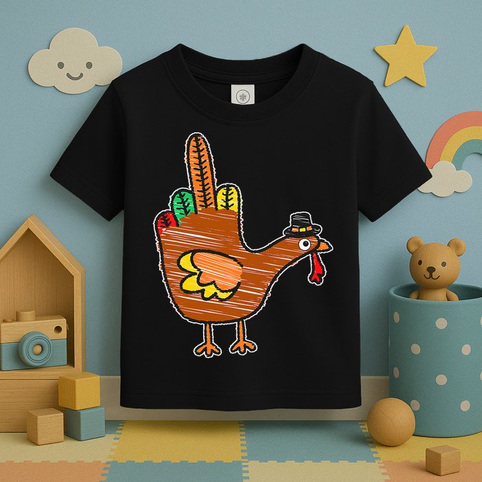 Thanksgiving Turkey Bird Middle Finger Toddler T-Shirt