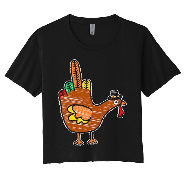 Thanksgiving Turkey Bird Middle Finger Crop Top