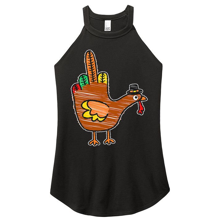 Thanksgiving Turkey Bird Middle Finger Women's Perfect Tri Rocker Tank