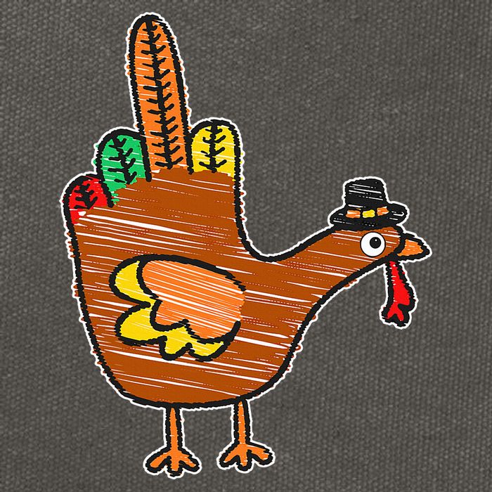 Thanksgiving Turkey Bird Middle Finger Cotton Canvas Backpack