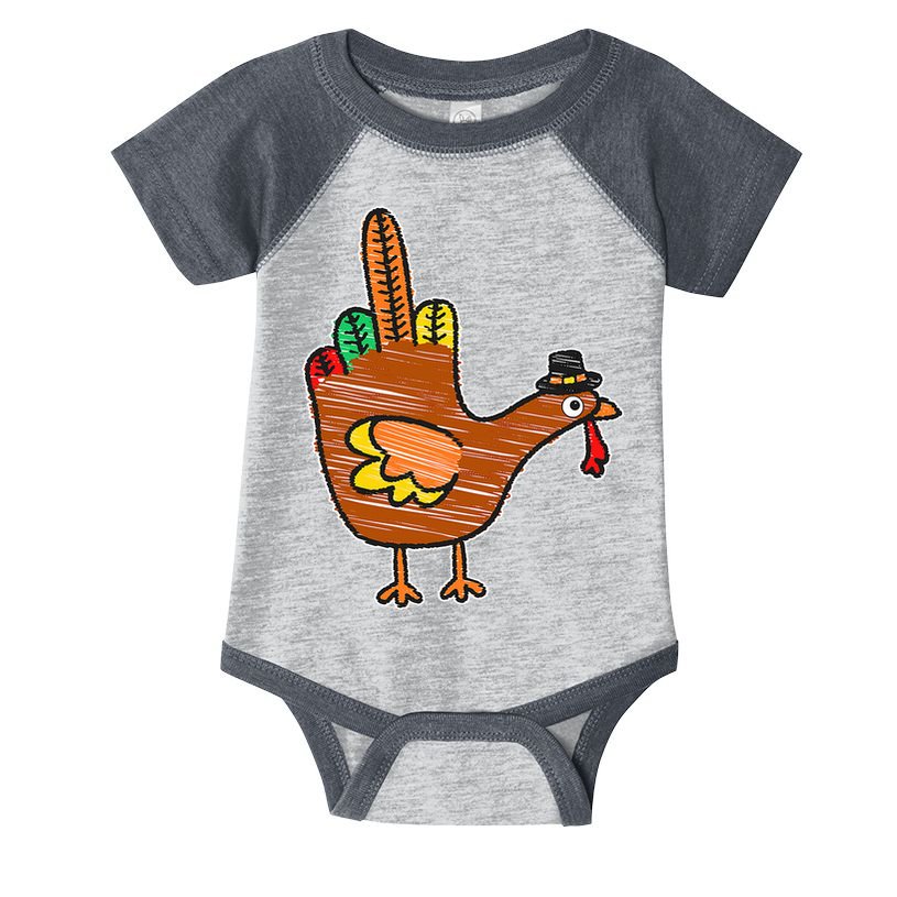 Thanksgiving Turkey Bird Middle Finger Infant Baby Jersey Bodysuit