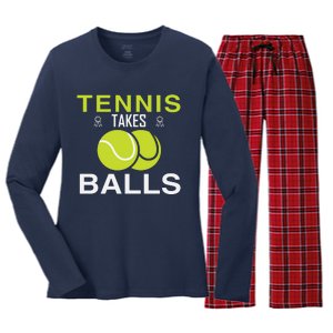 Tennis Takes Balls Women's Long Sleeve Flannel Pajama Set 