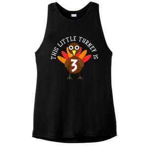 Thanksgiving Third Birthday Three Year Old Ladies PosiCharge Tri-Blend Wicking Tank