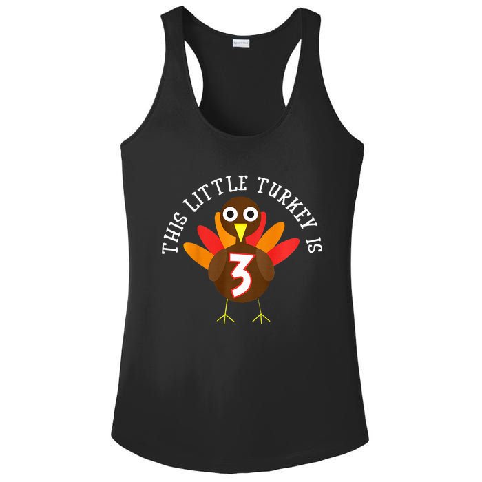 Thanksgiving Third Birthday Three Year Old Ladies PosiCharge Competitor Racerback Tank