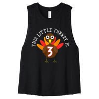 Thanksgiving Third Birthday Three Year Old Women's Racerback Cropped Tank