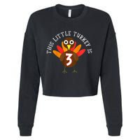 Thanksgiving Third Birthday Three Year Old Cropped Pullover Crew