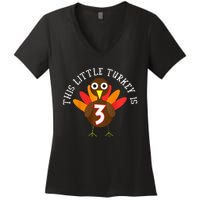 Thanksgiving Third Birthday Three Year Old Women's V-Neck T-Shirt