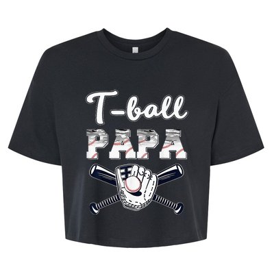 TBall Tee Ball Papa Baseball Dad Game Day Father's Day Bella+Canvas Jersey Crop Tee