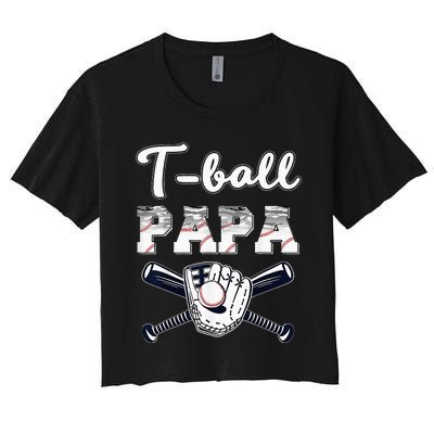 TBall Tee Ball Papa Baseball Dad Game Day Father's Day Women's Crop Top Tee