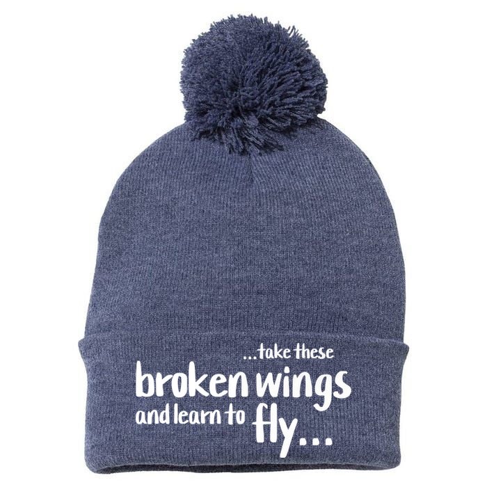 Take These Broken Wings And Learn To Fly Pom Pom 12in Knit Beanie