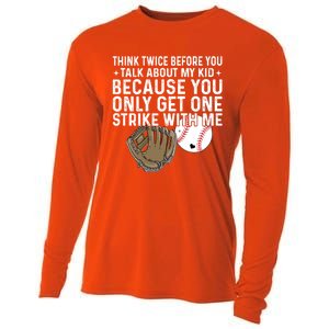 Think Twice Before You Talk About My Baseball Mama Funny Gift Cooling Performance Long Sleeve Crew