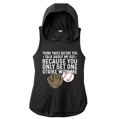 Think Twice Before You Talk About My Baseball Mama Funny Gift Ladies PosiCharge Tri-Blend Wicking Draft Hoodie Tank