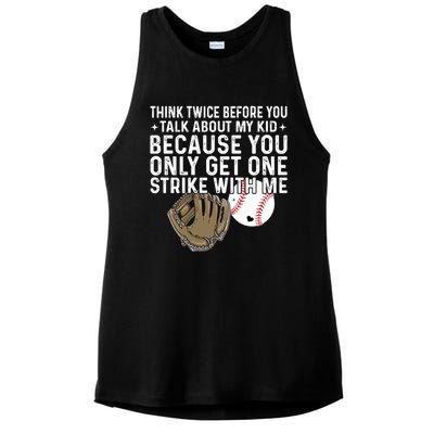 Think Twice Before You Talk About My Baseball Mama Funny Gift Ladies PosiCharge Tri-Blend Wicking Tank