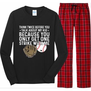 Think Twice Before You Talk About My Baseball Mama Funny Gift Long Sleeve Pajama Set