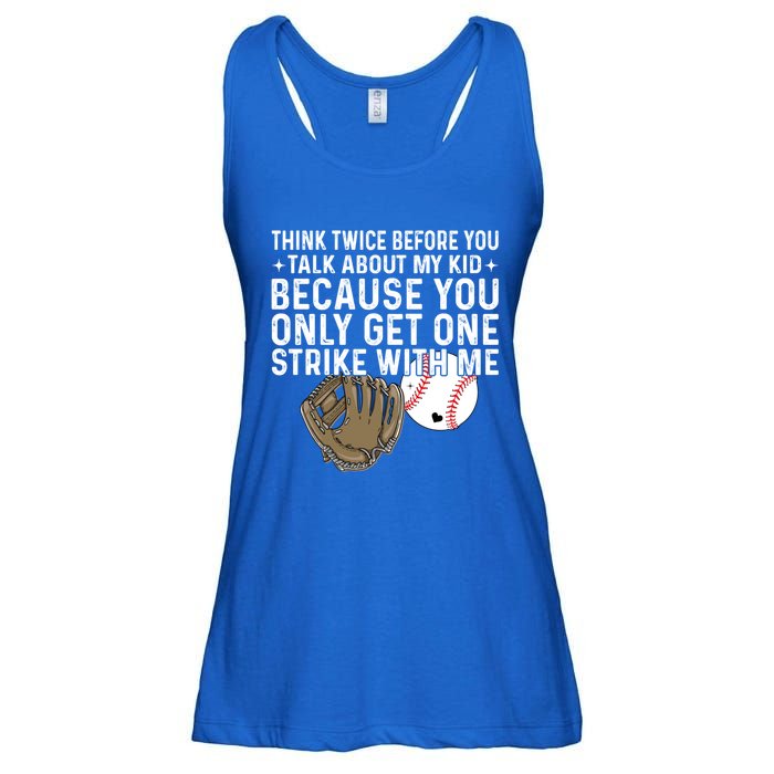 Think Twice Before You Talk About My Baseball Mama Funny Gift Ladies Essential Flowy Tank