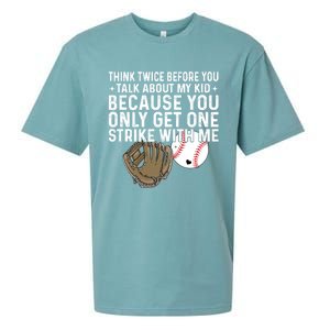 Think Twice Before You Talk About My Baseball Mama Funny Gift Sueded Cloud Jersey T-Shirt