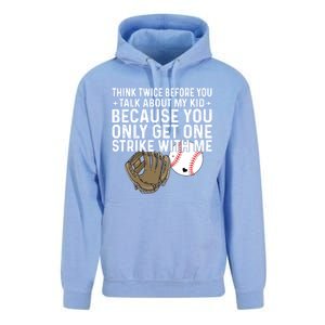 Think Twice Before You Talk About My Baseball Mama Funny Gift Unisex Surf Hoodie