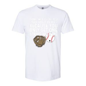 Think Twice Before You Talk About My Baseball Mama Funny Gift Softstyle CVC T-Shirt