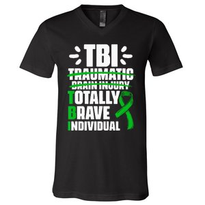 TBI Totally Brave Individual Traumatic Brain Injury Survivor V-Neck T-Shirt