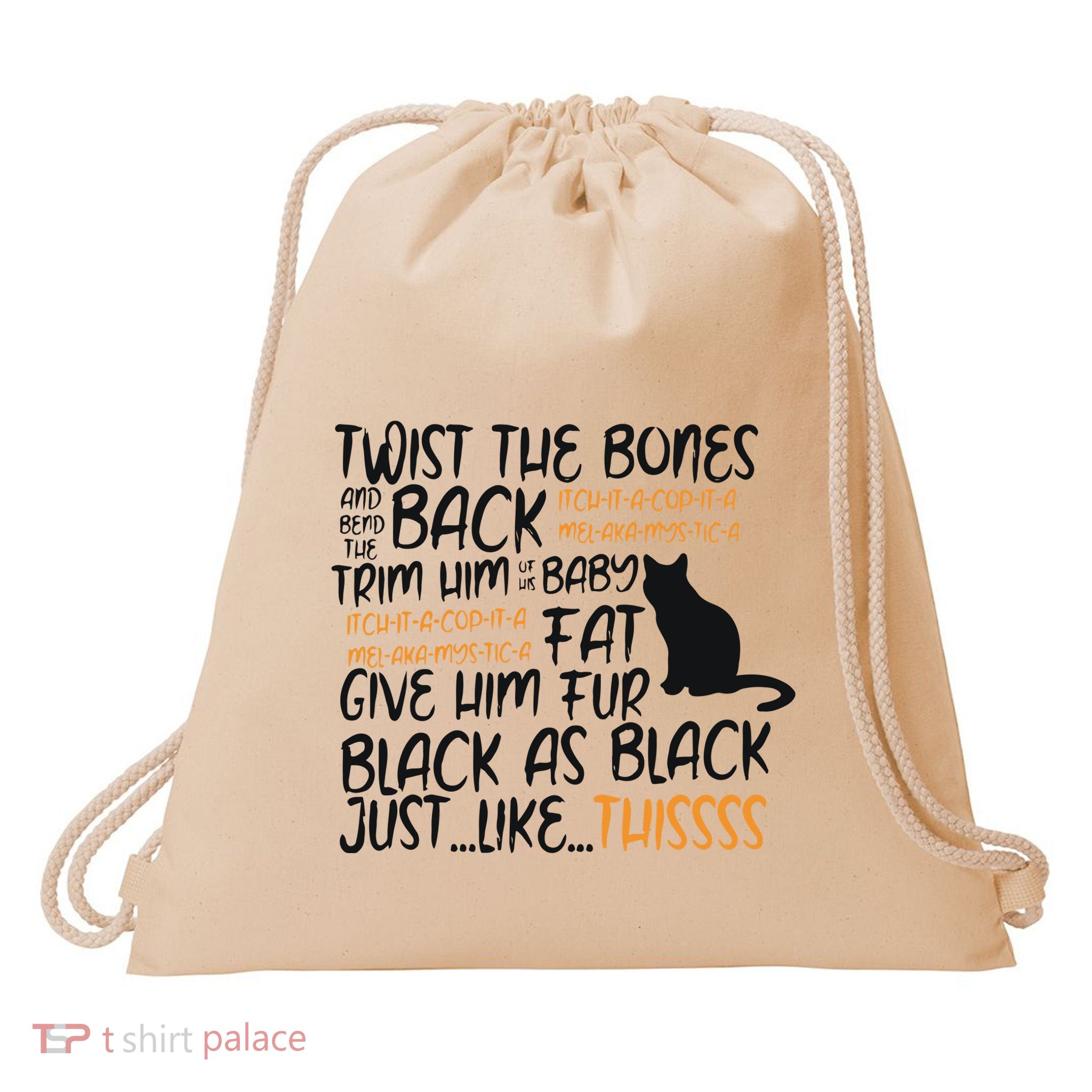 Twist The Bones Gift For Halloween Funny Cat Drawstring Bag