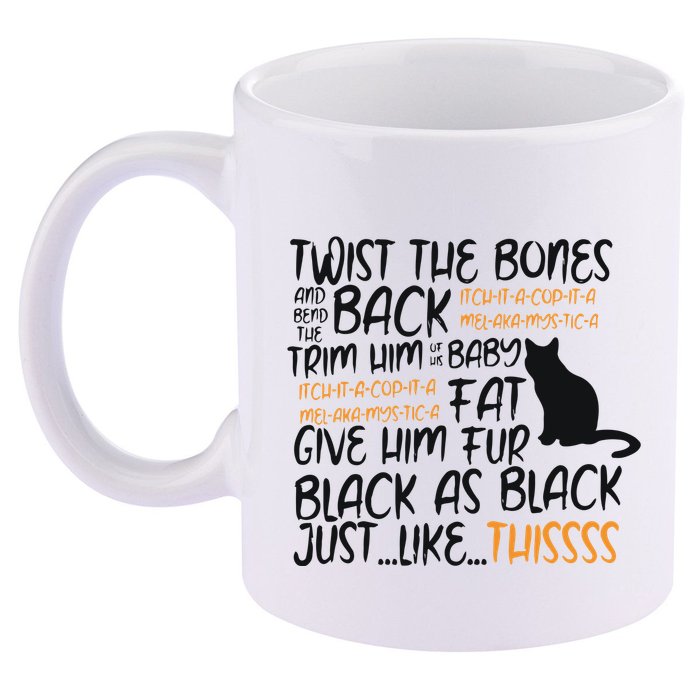 Twist The Bones Gift For Halloween Funny Cat 11oz C Handle Ceramic Mug
