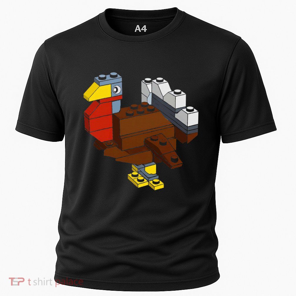 Turkey Thanksgiving Block Brick Building Master Builder Cooling Performance Crew T-Shirt