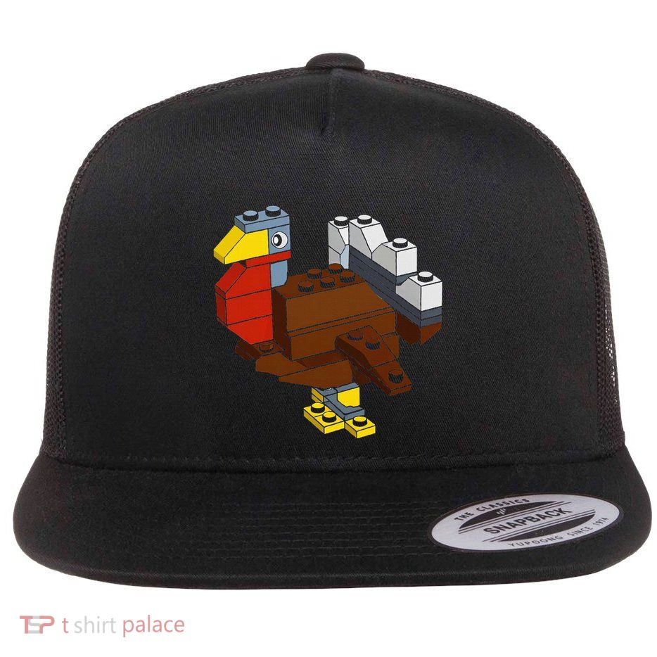 Turkey Thanksgiving Block Brick Building Master Builder Flat Bill Trucker Hat