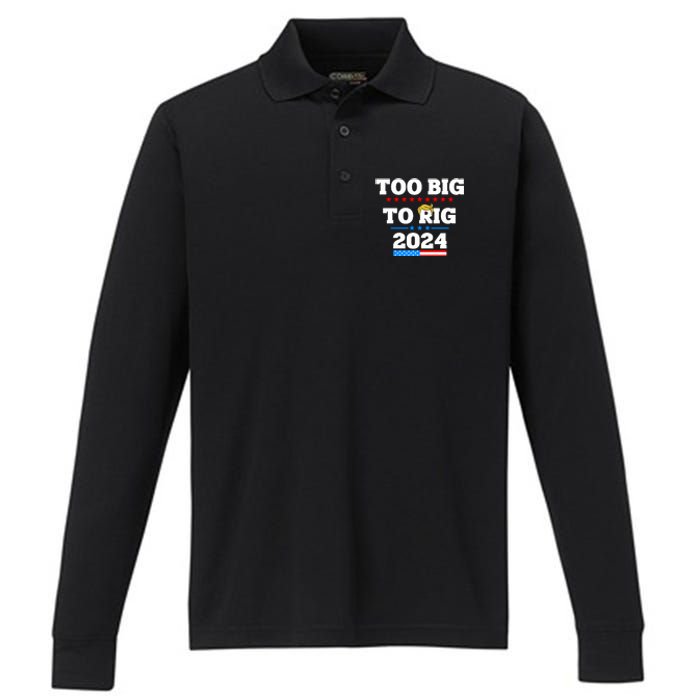 Trump Too Big To Rig 2024 Performance Long Sleeve Polo