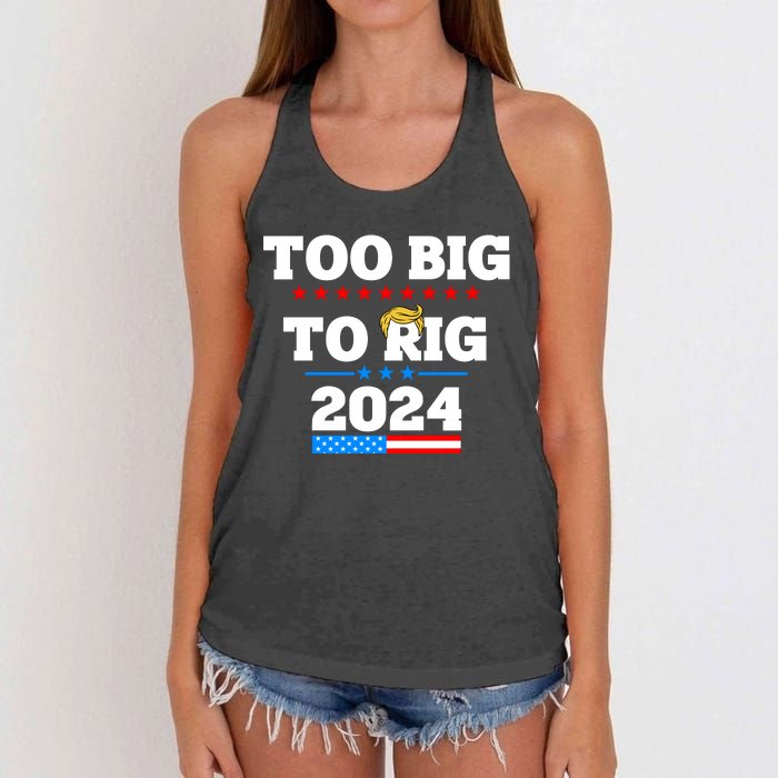 Trump Too Big To Rig 2024 Women's Knotted Racerback Tank