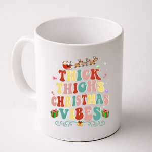 Thick Thighs Christmas Vibes Retro Santa Groovy Xmas Hippie Gift Coffee Mug