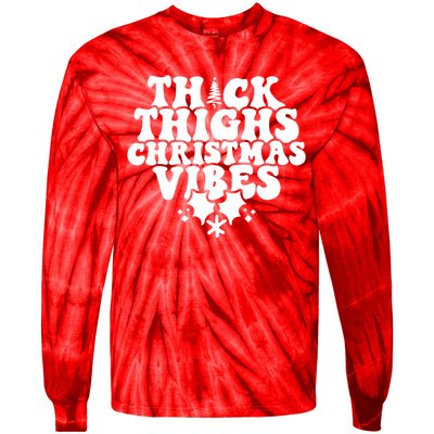 Thick Thighs Christmas Vibes Tie-Dye Long Sleeve Shirt