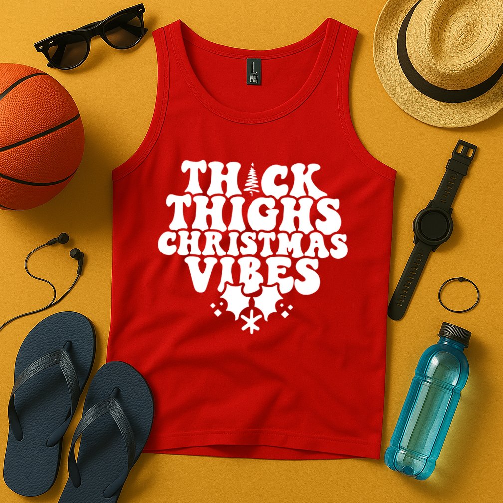 Thick Thighs Christmas Vibes Tank Top