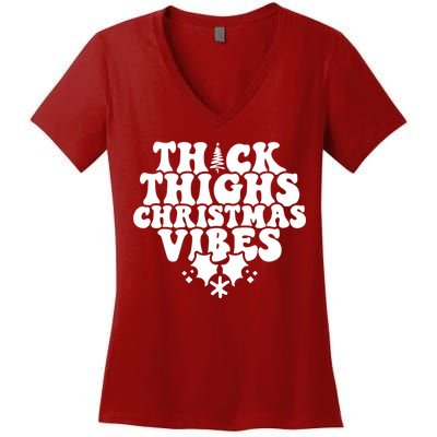 Thick Thighs Christmas Vibes Women's V-Neck T-Shirt