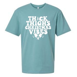 Thick Thighs Christmas Vibes Sueded Cloud Jersey T-Shirt